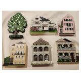 5 Vintage Shelias Houses 3D Shelf Sitters & Tree