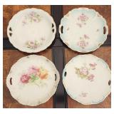 4 Victorian Handled Floral Cake or Cookie Plates