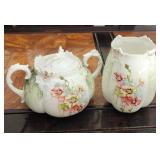 Lovely Hand Painted Victorian Cream & Sugar Set
