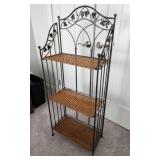 Wrought Iron & Wicker Folding Bookcase Shelf