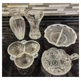 Hobnail Divided Dishes, EAPG Nappy, Crystal Vase