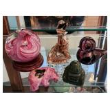 Art Glass Paperweights, Rhodonite Bear, Buddha