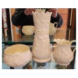 Belleek Irish Cream & Sugar Set and Vase