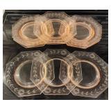 11 Pink Depression Glass 8' Octagonal Plates
