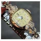 Vintage Benrus 14K White Gold & Diamond Watch