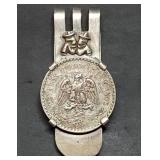 Sterling Silver Money Clip with Silver Peso Coin