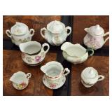 Assortment of Victorian Cream & Sugar Dishes