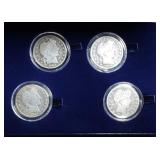 Barber Silver Half Dollar Collection In Display