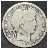 1909 Barber Silver Half Dollar