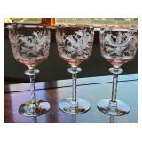 Tiffin-Franciscan Cadena Pink Etched Stemware