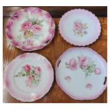 4 Lovely Pink Border Hand-Painted Victorian