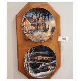 Terry Redline Plates on Wood Wall Display