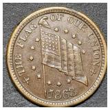 1863 The Flag of Our Union Civil War Token Nice