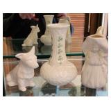 Belleek Undine Figural Creamer, Dog, Bud Vase