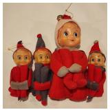 4 Vintage Japan Knee Hugger Pixie Elves Christmas