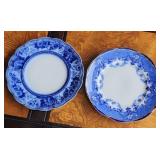 2 Nice Antique Flow Blue 10' Dinner Plates