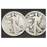 1918-S & 1942 Walking Liberty Silver Half Dollas