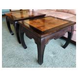 Pair Century Furniture Ming Lacquer Burl End Table
