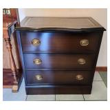 Vintage Leather Top Mahogony 3-Drawer Chest