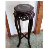 Ornate Chinese Rosewood Fern Stand, Marble Top