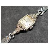 Vintage Longines 14K White Gold & Diamond Watch