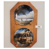 Terry Redline Plates on Wood Wall Display