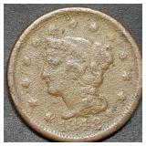 1842 US Large Cent Copper Coin