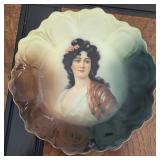 Victorian Hand-Painted Portrait Cabinet Plate