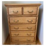 5 Drawer Oak Highboy Dresser