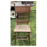 Pressed Back Cane Seat Dining Chair