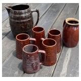 Stoneware Mugs and Pitcher