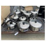 Large Lot Stainless Revereware Cookware