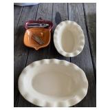 Nut Bowl and Stoneware Oval Bowls