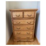 5 Drawer Oak Highboy Dresser