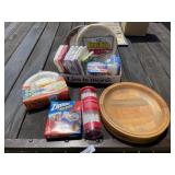 Wood Bowl, Napkins, Paper Plates