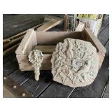 Wood Crate and Resin Lawn Ornaments