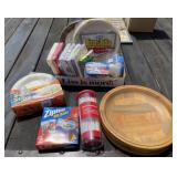 Wood Bowl, Napkins, Paper Plates