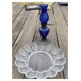 Egg Platter & Oil Lamp