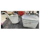Galvanized Water Tub & Watering Can