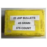 375ct .22 Hornet 45 gr HP Bullets