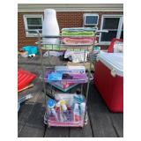Chrome Bathroom Vanity Cart & Contents