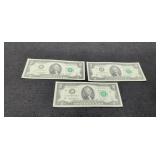 3 2013 $2 FR Notes unc./Consecutive Numbered