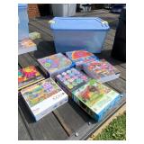 Tote with Lid Full of Puzzles