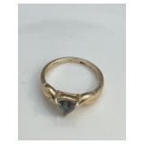 10K Marked Gold Ring with Grey Stone