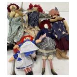 Lot of Raggedy Ann and Cloth Dolls