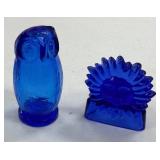 Cobalt Owl Paperweight and More
