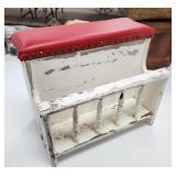 Cream & Red Stool w/ Magazine Rack