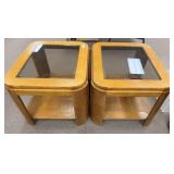 2 Matching Glass Top End Tables