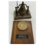 Brass Bell, Indian Head Penny Plaque