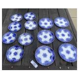 Flow Blue Saucers and Dessert Plates
